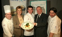 Judges  Michael Deane and Sean Owens with Peter Tumilty and Raymond Mullen (Director  NKIFHE), and Evelyn McBurney (NKIFHE  FutureChef Co-ordinator)